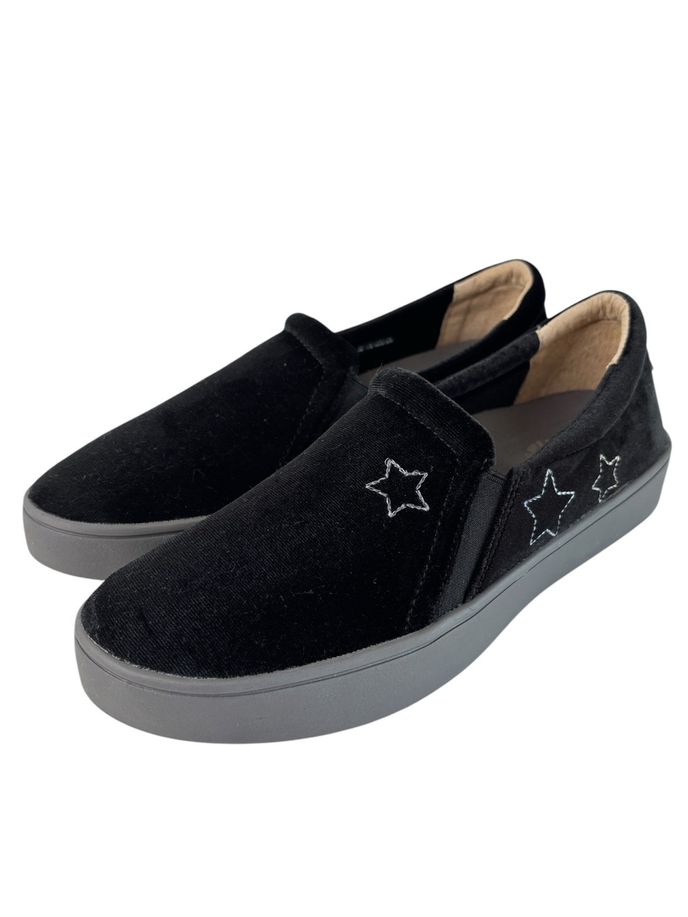 Revitalign Orthotic Velvet Star Slip-Ons Sneakers Comfort Shoe Sz 9 B Black NEW!